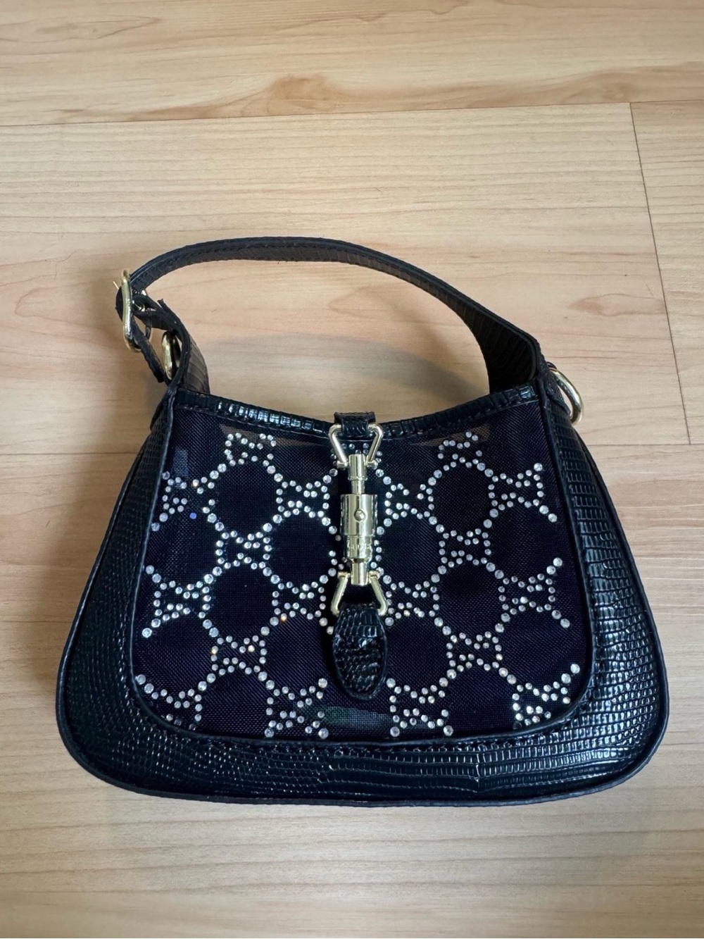 Black Rhinestone Accent Mini Handbag - Picture 6 of 6